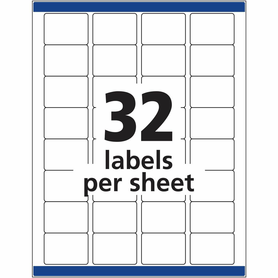 Avery&reg; Laser Inkjet Printer Permanent ID Labels - 1 1/4" Width x 1 3/4" Length - Permanent Adhesive - Rectangle - Inkjet, Laser - White - Paper - 32 / Sheet - 15 Total Sheets - 480 Total Label(s) - 480 / Pack