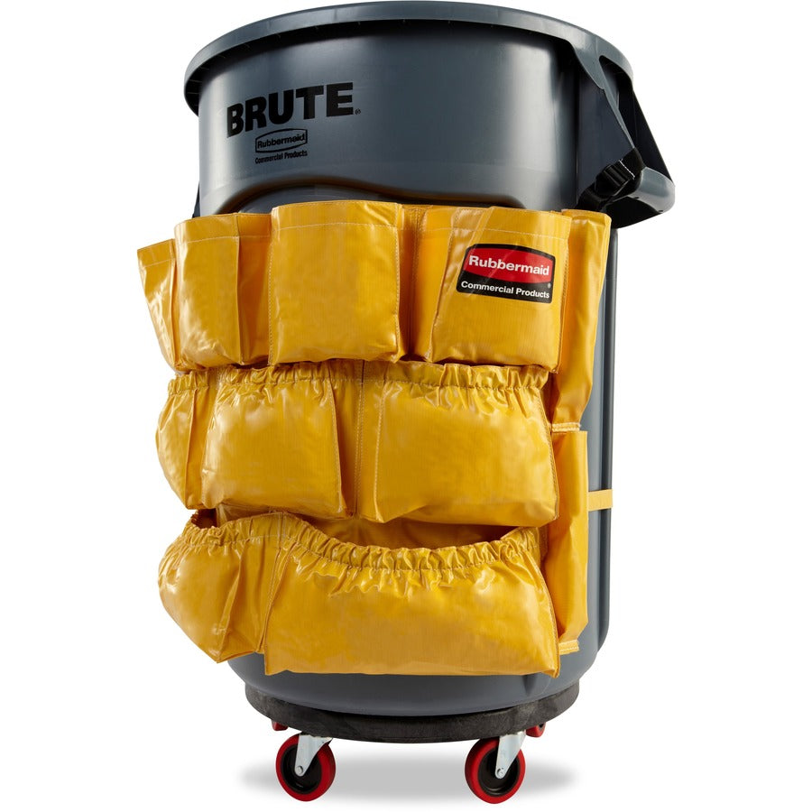 Rubbermaid Commercial Brute Utility Container Caddy Bag - - 12 Pocket(s) - 20.50" Height x 20" Depth - Yellow - Nylon - 1 Each