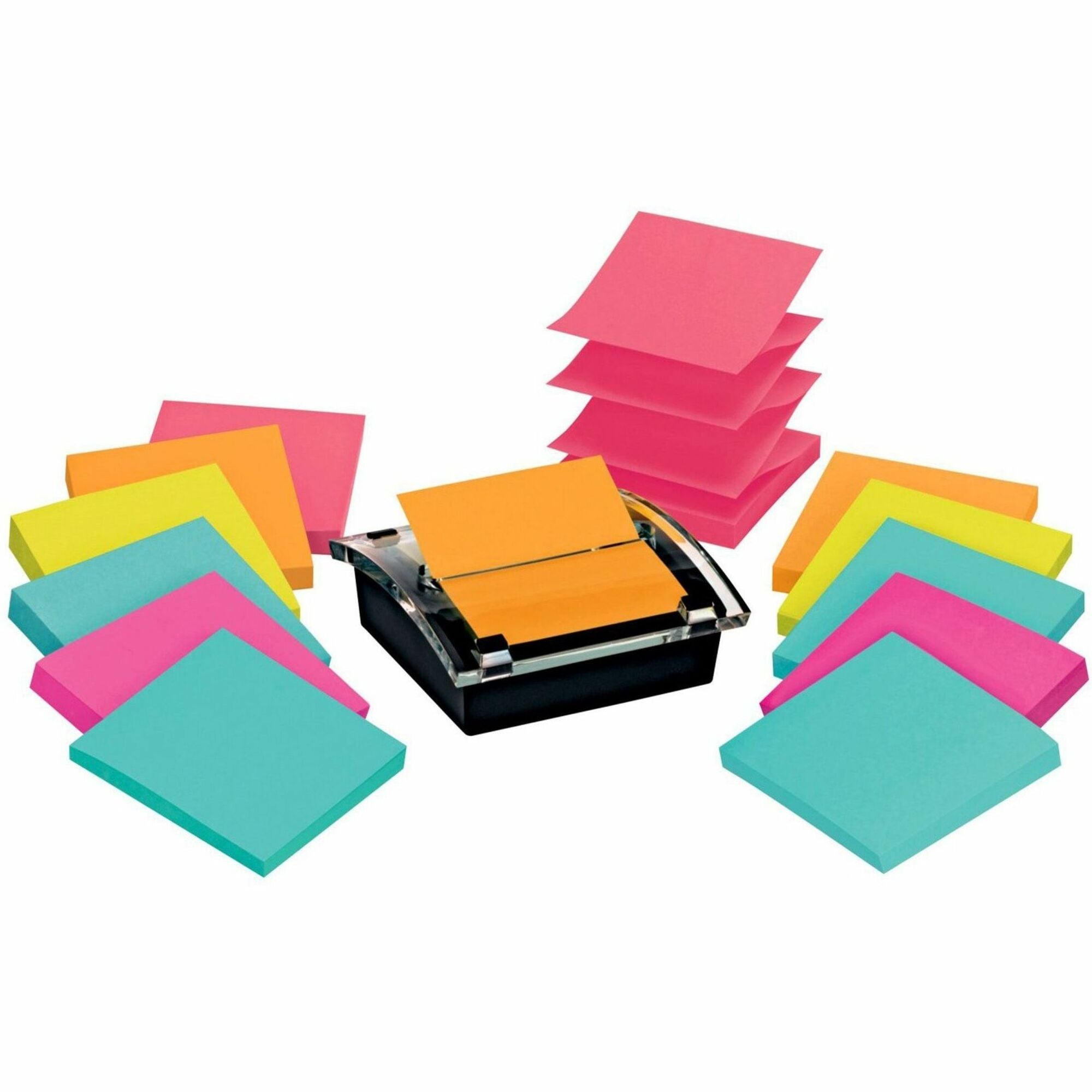 1080 - 3" Flag/Note Width x 3" Flag/Note Length - Square - 90 Sheets per Pad - Unruled - Blue, Orange, Green, Pink - Paper - Self-adhesive - Dispenser Included - 1 Pack