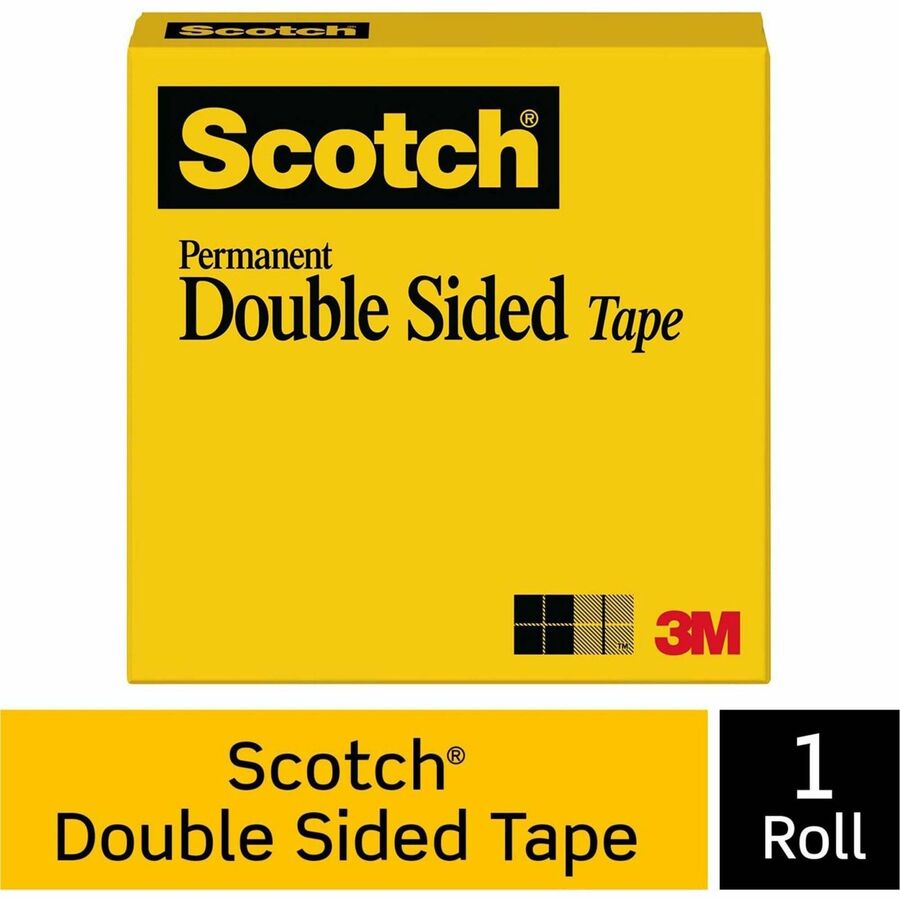 Scotch Permanent Double-Sided Tape - 1/2"W - 25 yd Length x 0.50" Width - 1" Core - Clear - Permanent Adhesive Backing - Long Lasting - For Splicing, Mounting, Attaching - 1 Roll