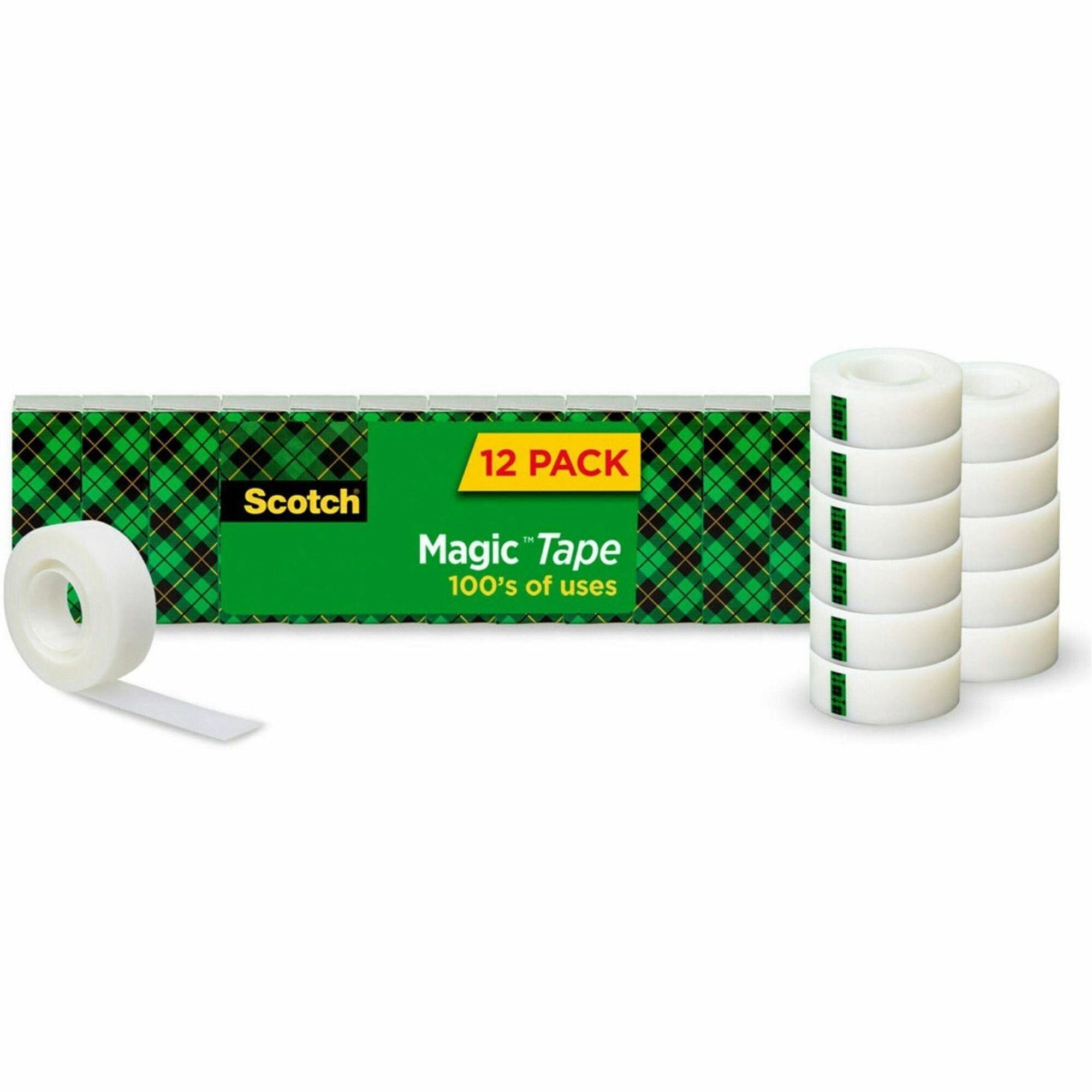 Scotch 3/4"W Magic Tape - 27.78 yd Length x 0.75" Width - 1" Core - Matte - Clear - For Multipurpose - 1 Pack