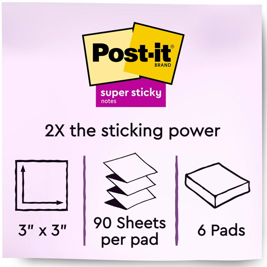 Post-it Super Sticky Dispenser Notes, Playful Primaries Collection, 3" x 3", Square, 90 Sheets per Pad, 12 Pads, Candy Apple Red, Sunnyside, Blue Paradise, Self-adhesive, Repositionable