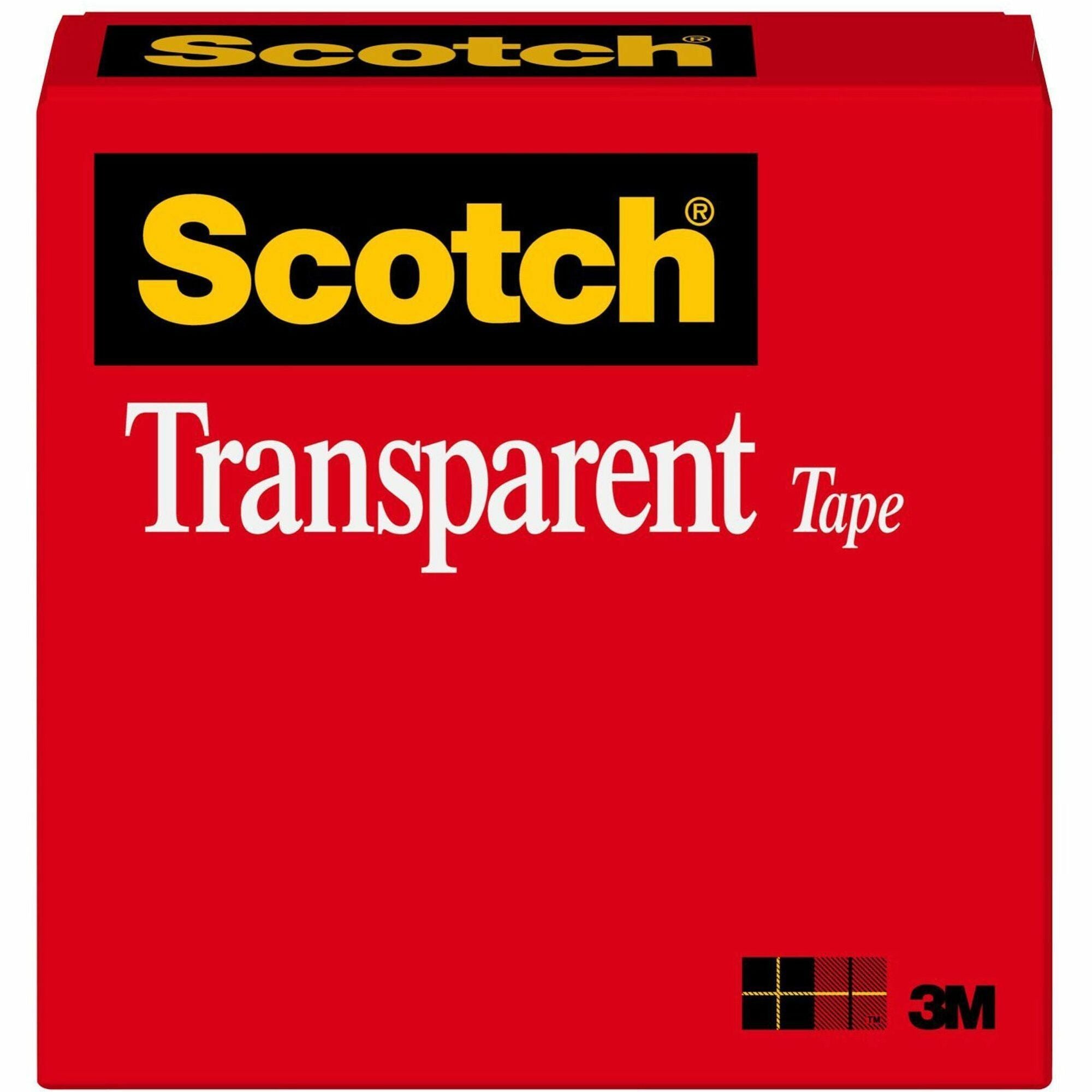 72 yd Length x 1" Width - 3" Core - Clear - Stain Resistant, Moisture Resistant, Long Lasting - For Multipurpose, Mending, Packing, Label Protection, Wrapping - 1 Roll