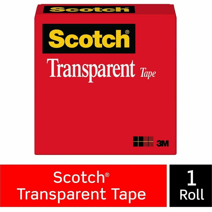 72 yd Length x 1" Width - 3" Core - Clear - Stain Resistant, Moisture Resistant, Long Lasting - For Multipurpose, Mending, Packing, Label Protection, Wrapping - 1 Roll