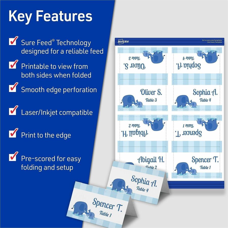 97 Brightness - 2" x 3 1/2" - 65 lb Basis Weight - 176 g/m² Grammage - Matte - Perforated, Heavyweight, Foldable, Rounded Corner, Jam-free, Smudge-free, Smooth Edge, Printable, Print-to-the-edge, Double-sided - White - 40 Sheets - 1 Box