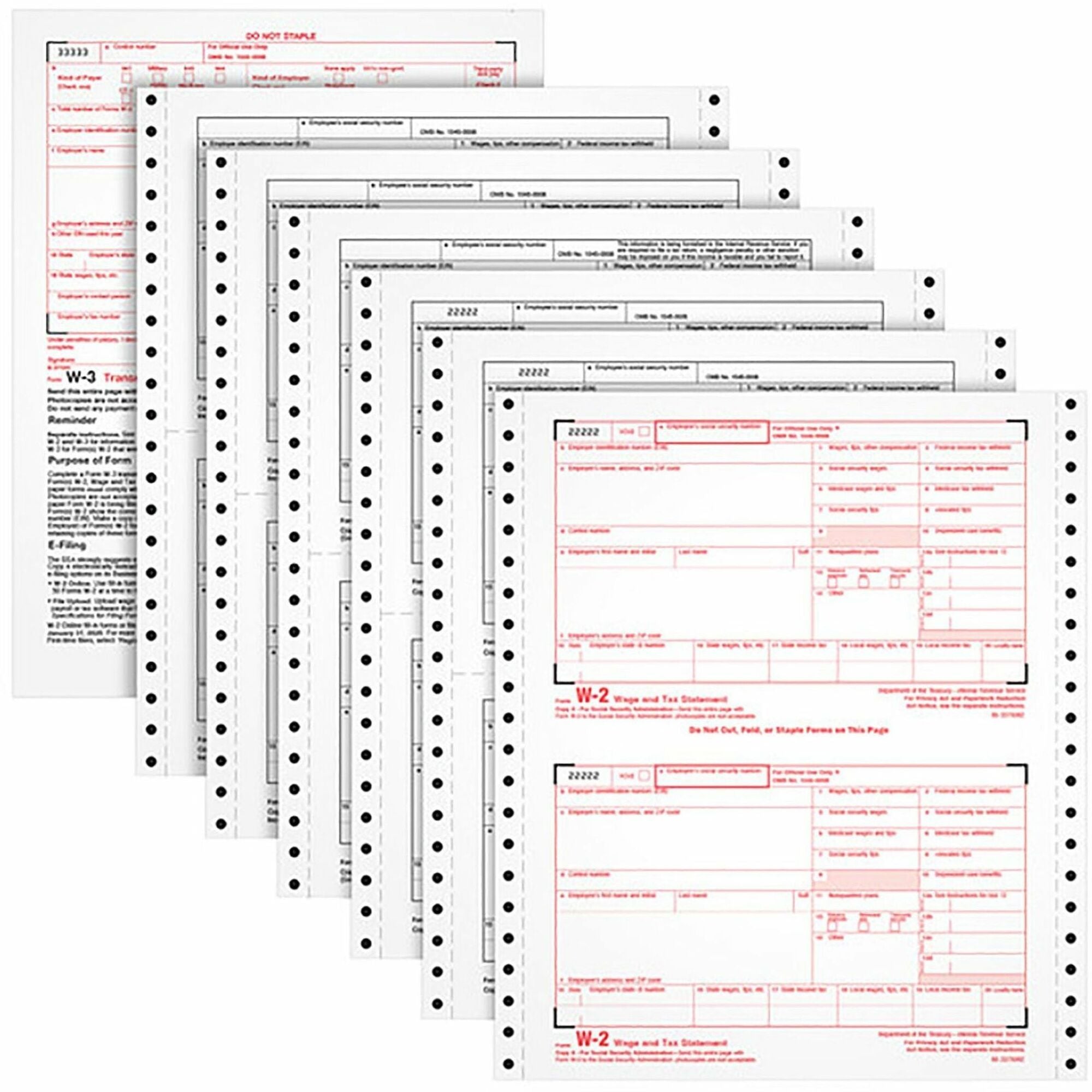 TOPS Carbonless Standard W-2 Tax Forms - 6 Part - Carbonless Copy - 5.50" x 8.50" Sheet Size - White Sheet(s) - 24 / Pack