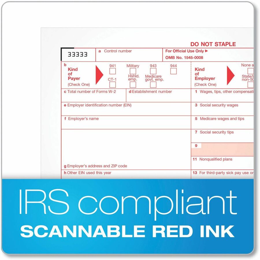 TOPS Carbonless Standard W-2 Tax Forms - 6 Part - Carbonless Copy - 5.50" x 8.50" Sheet Size - White Sheet(s) - 24 / Pack