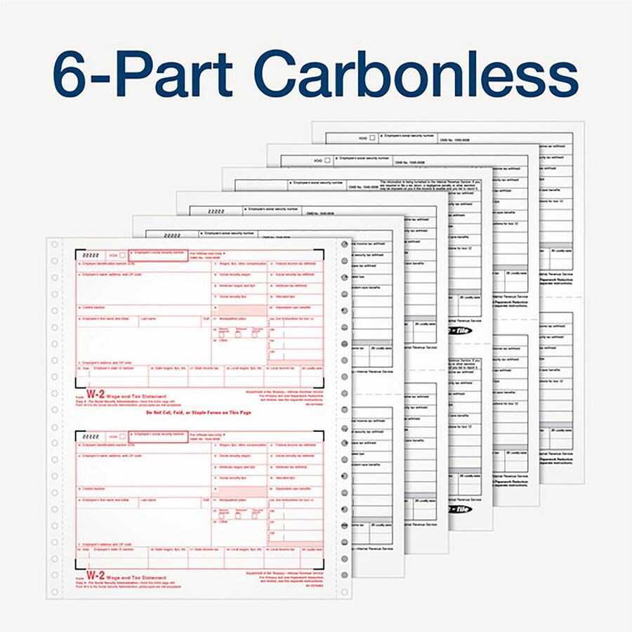 TOPS Carbonless Standard W-2 Tax Forms - 6 Part - Carbonless Copy - 5.50" x 8.50" Sheet Size - White Sheet(s) - 24 / Pack