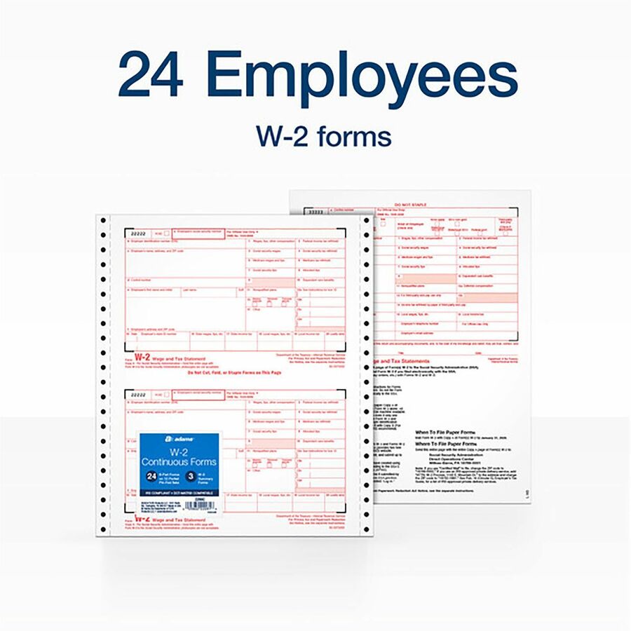 TOPS Carbonless Standard W-2 Tax Forms - 6 Part - Carbonless Copy - 5.50" x 8.50" Sheet Size - White Sheet(s) - 24 / Pack