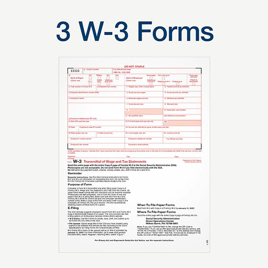 TOPS Carbonless Standard W-2 Tax Forms - 6 Part - Carbonless Copy - 5.50" x 8.50" Sheet Size - White Sheet(s) - 24 / Pack