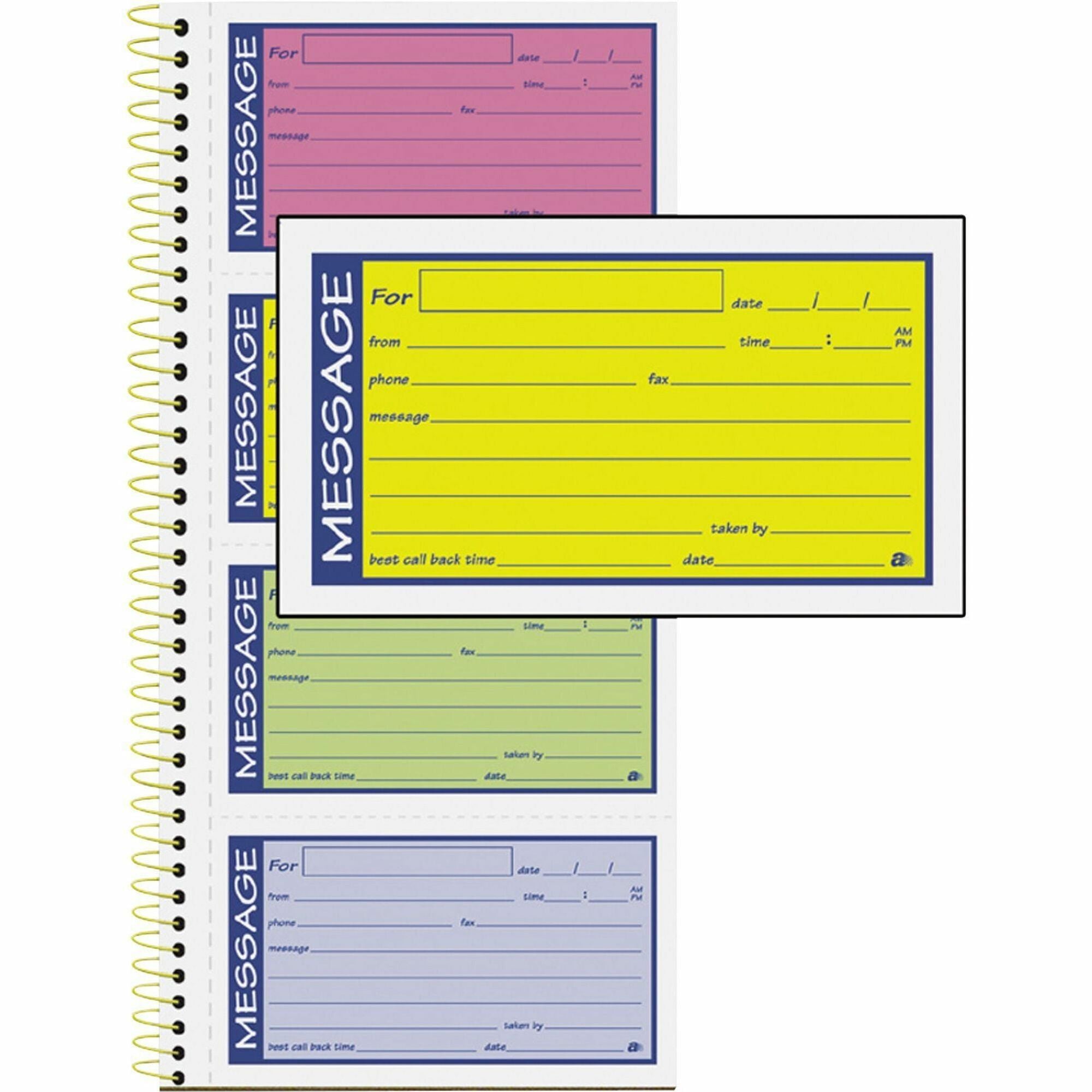 200 Sheet(s) - Spiral Bound - 2 Part - Carbonless Copy - 5.25" x 11" Form Size - Assorted Sheet(s) - 1 Each
