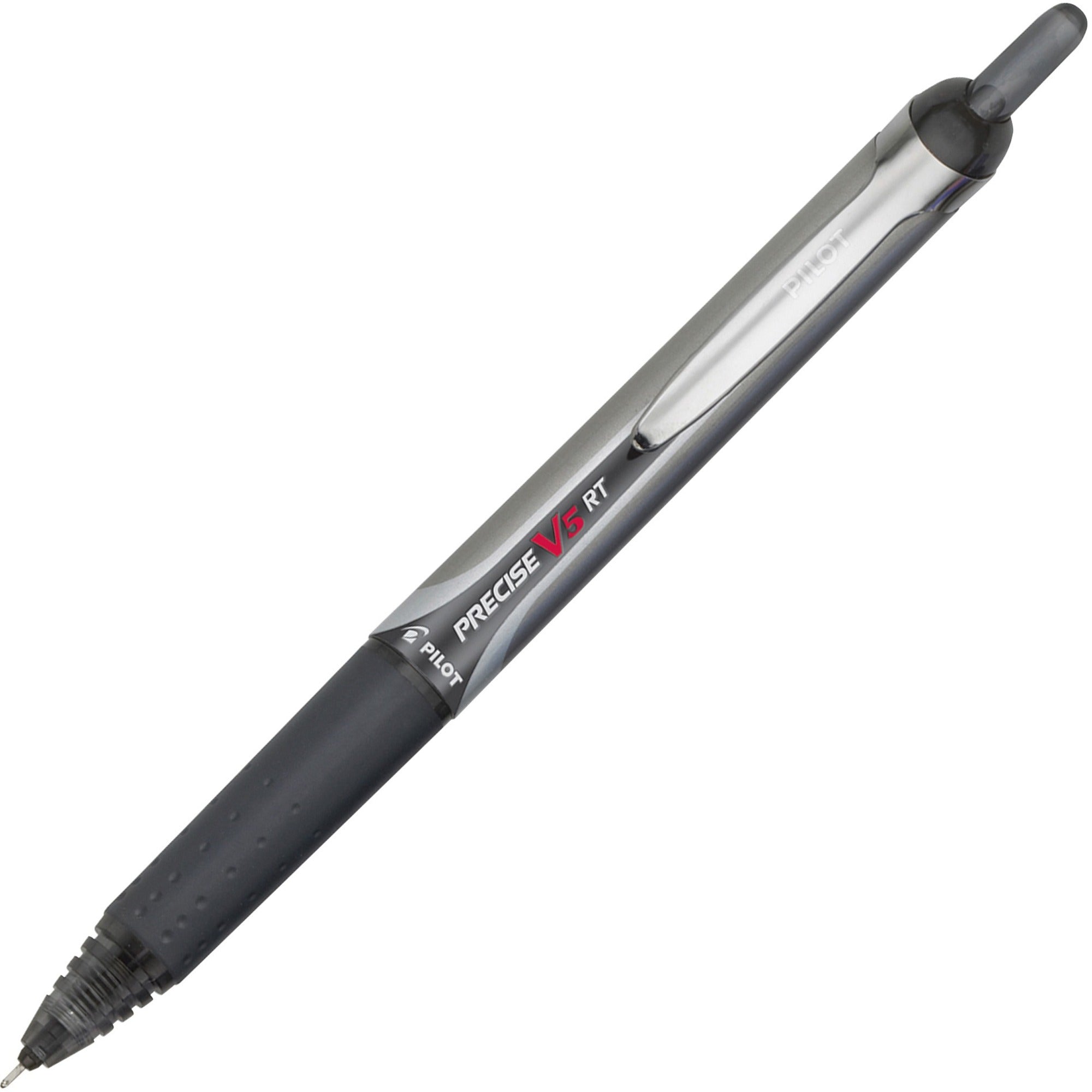 Pilot Extra-Fine Premium Retractable Rolling Ball Pens - 0.5 mm Extra Fine Needle Pen Point - Refillable - Retractable - Black Ink - Water Based - Black Barrel - Writing - 1 Dozen