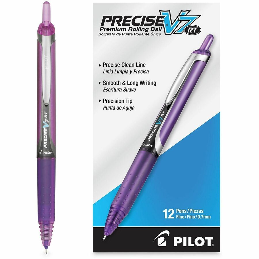 0.7 mm Fine Pen Point - Refillable - Retractable - Purple Ink - Water Based - Purple Barrel - 1 Each