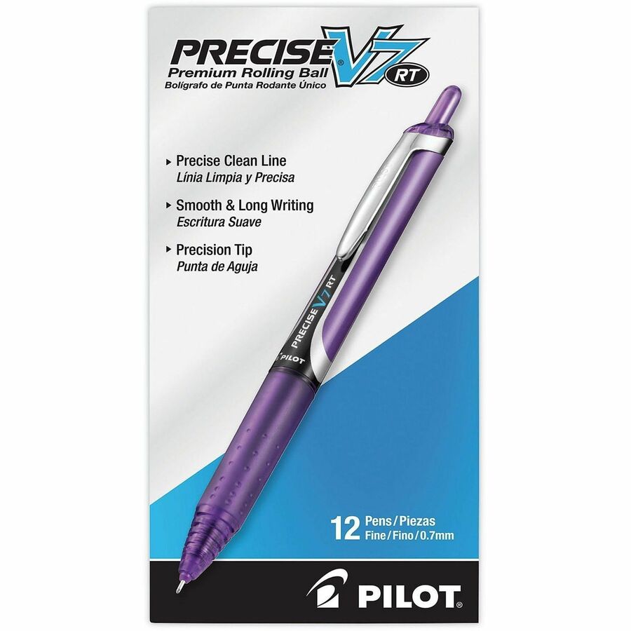 0.7 mm Fine Pen Point - Refillable - Retractable - Purple Ink - Water Based - Purple Barrel - 1 Each