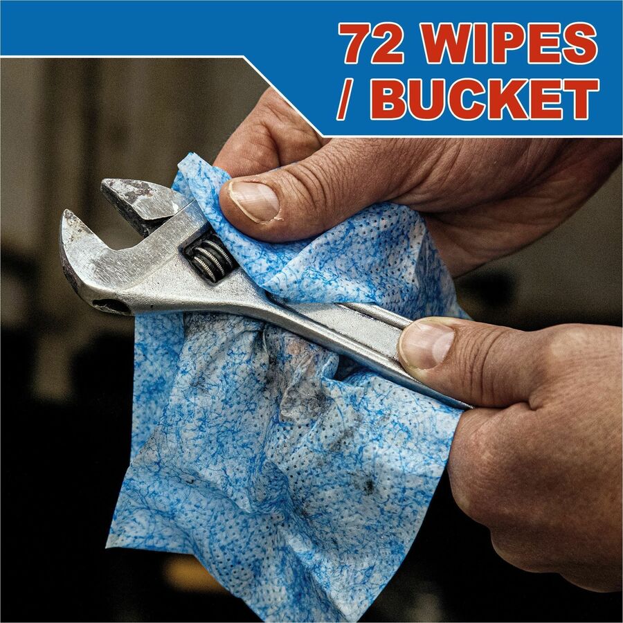 SCRUBS In-A-Bucket Hand Cleaner Towels - 12" Width x 10" Length - Blue - 72/Tub - 1 Each