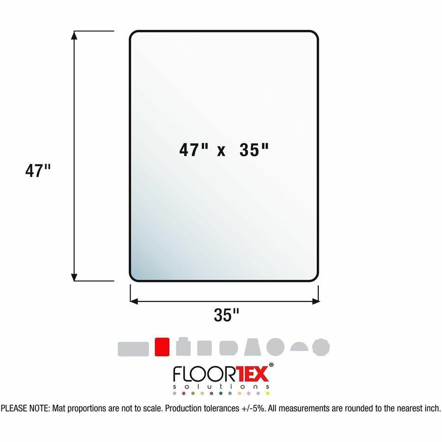Home, Office, Carpeted Floor, Floor, Carpet - 47" Length x 35" Width x 0.085" Depth x 0.090" Thickness - Rectangular - Polycarbonate - Clear - 1 Each - TAA Compliant