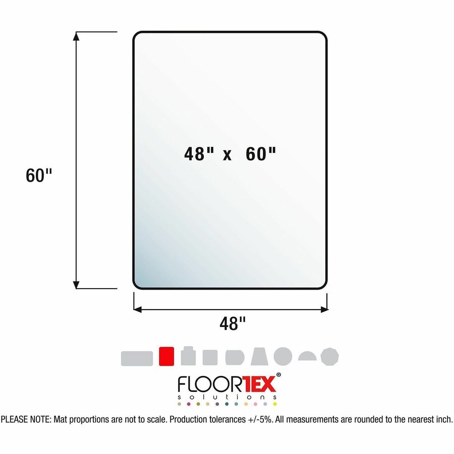 Home, Office, Carpeted Floor, Floor - 60" Length x 48" Width x 0.085" Depth x 0.090" Thickness - Rectangular - Polycarbonate - Clear - 1 Each - TAA Compliant