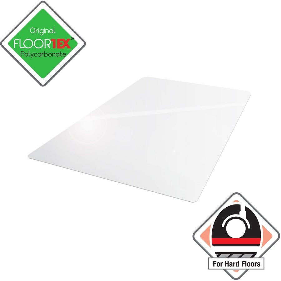 Home, Office, Hardwood Floor, Floor, Hard Floor - 53" Length x 48" Width x 0.075" Depth x 0.075" Thickness - Rectangular - Polycarbonate - Clear - 1 Each - TAA Compliant