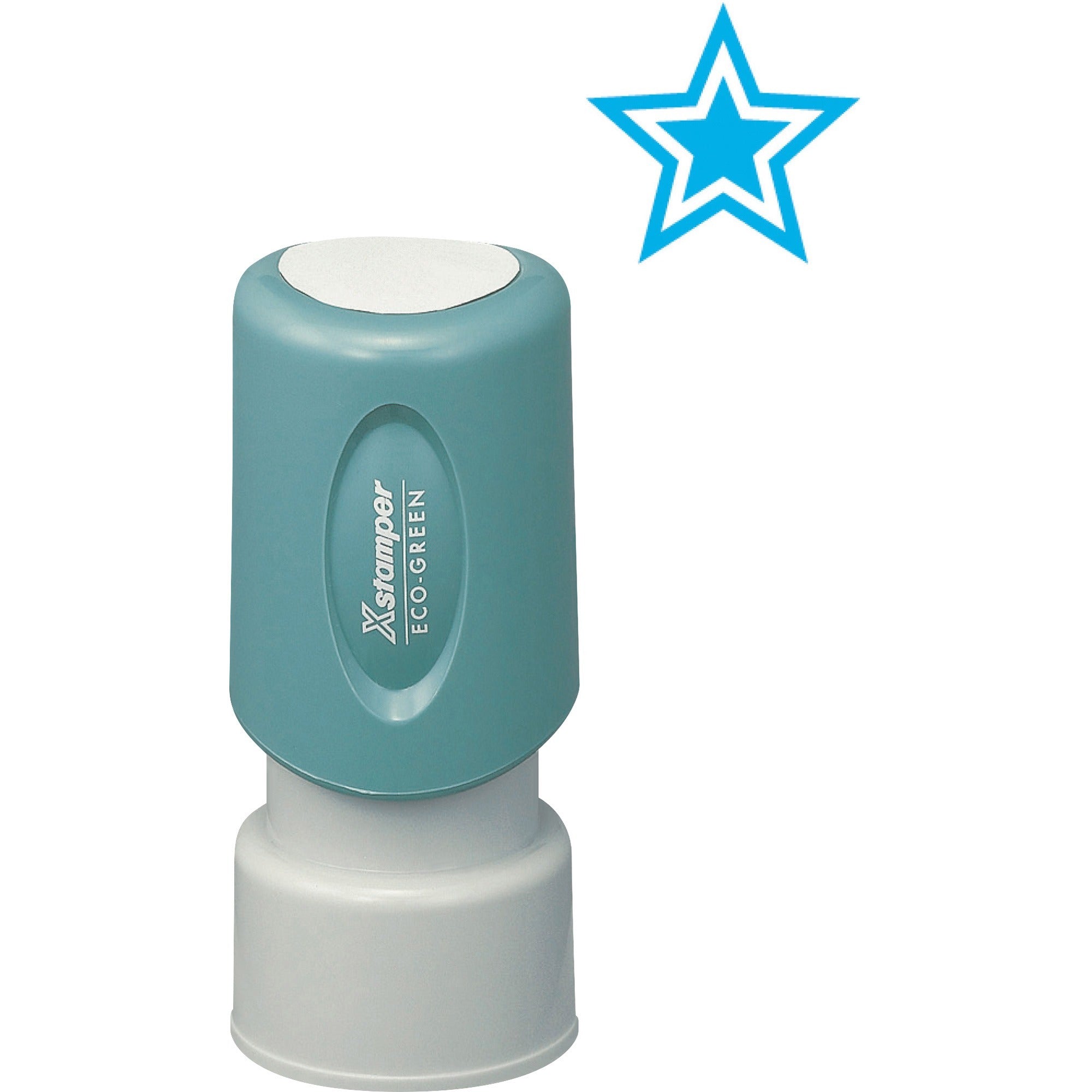 Design Stamp - STAR - 0.63" Impression Diameter - 100000 Impression(s) - Light Blue - Recycled - 1 Each