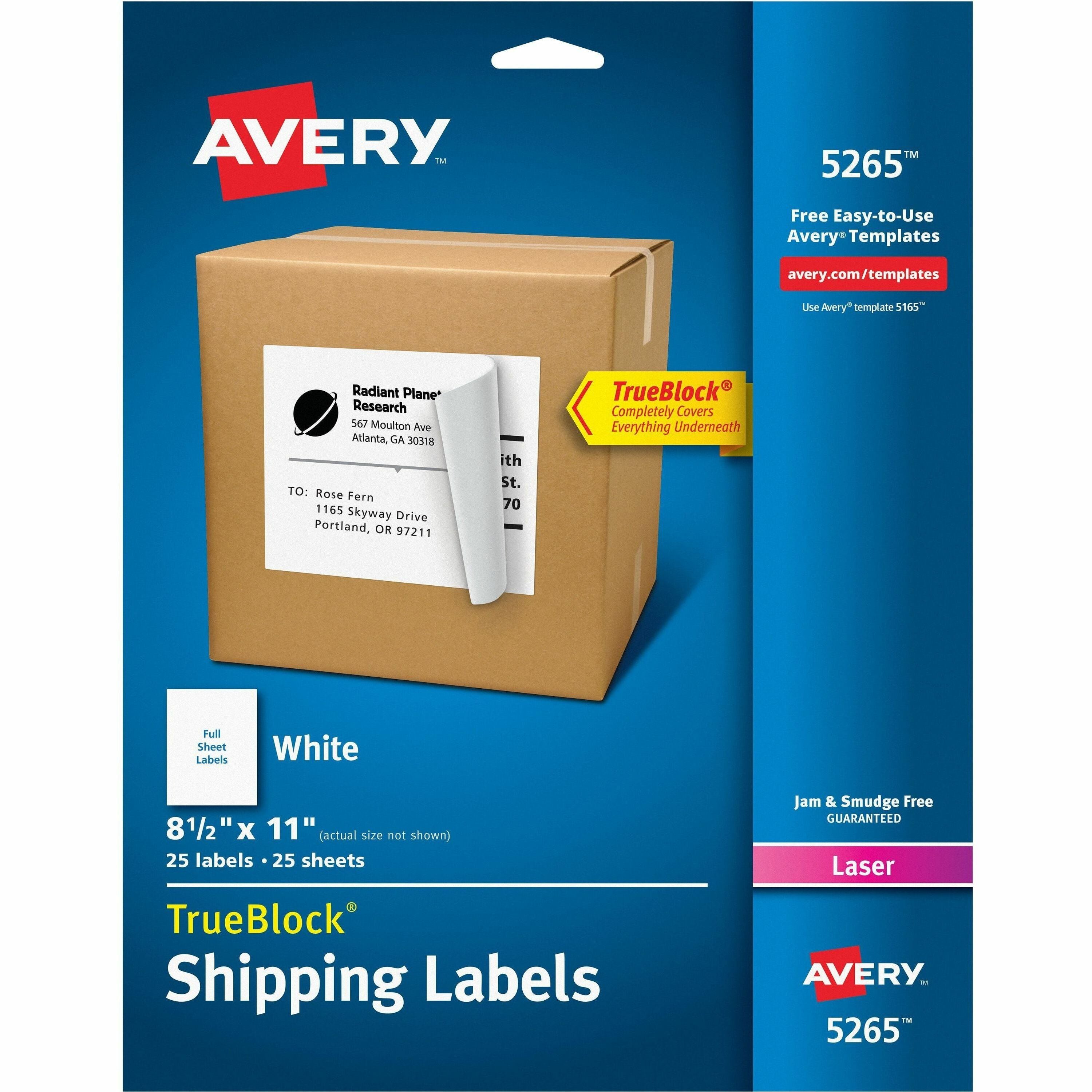 8 1/2" Width x 11" Length - Permanent Adhesive - Rectangle - Laser, Inkjet - White - Jam-free, Smudge-free - 1 / Sheet - 1 Pack