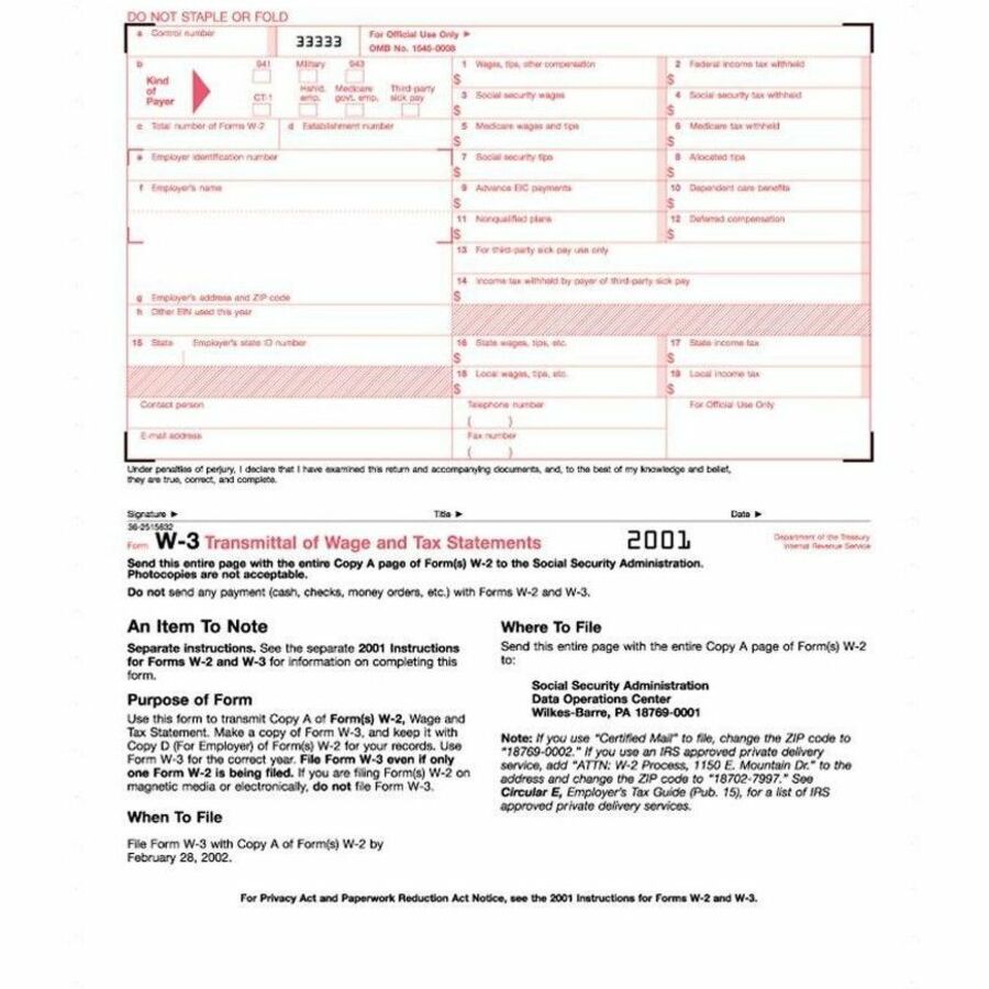 2 Part - Carbon Copy - 9.50" x 11" Sheet Size - White Sheet(s) - 10 / Pack