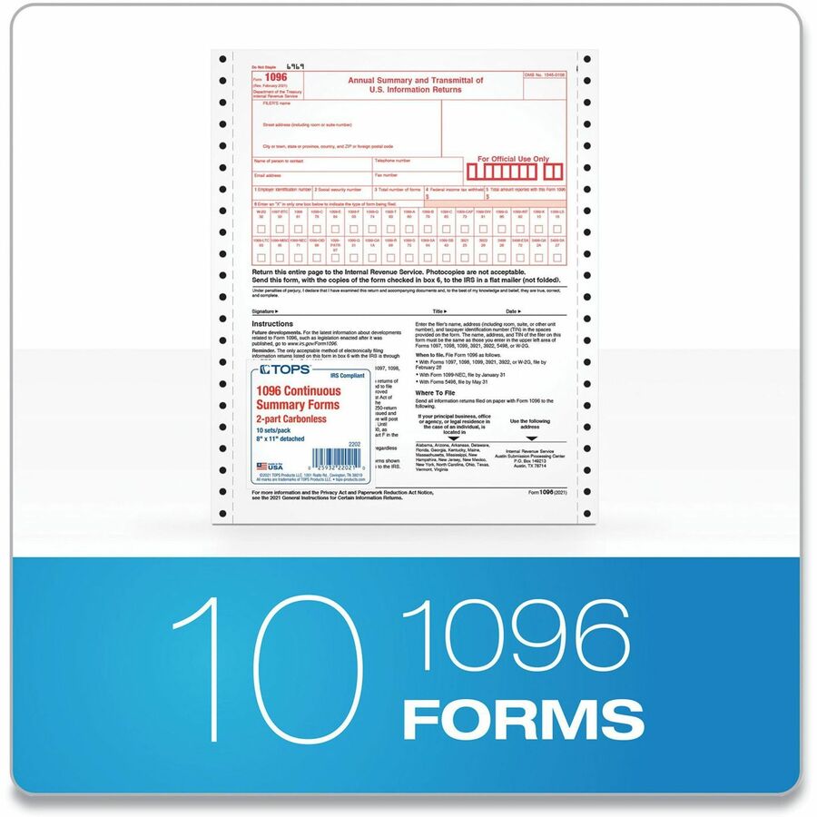 2 Part - Carbonless Copy - 8.50" x 11" Sheet Size - White - White Sheet(s) - 10 / Pack