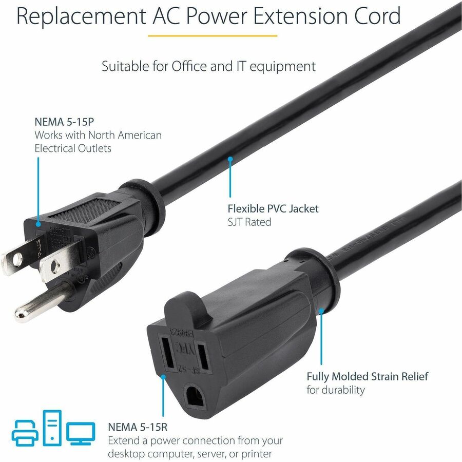 StarTech.com 12" Power Cord Extension