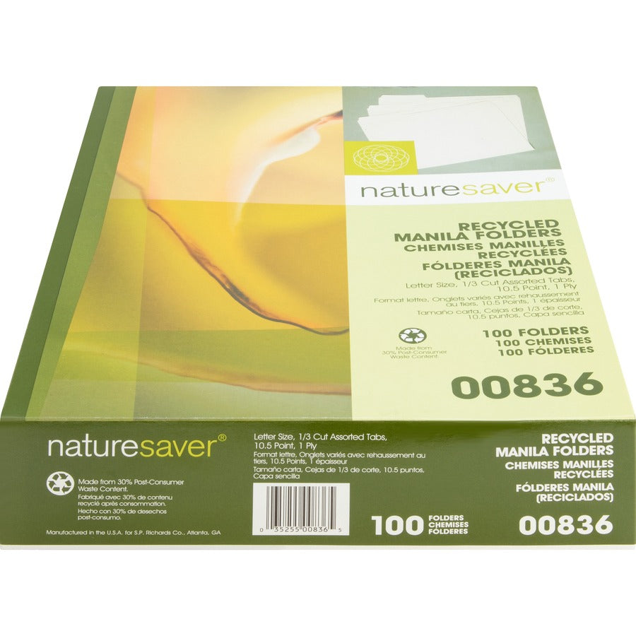 8 1/2" x 11" - 3/4" Expansion - Top Tab Location - Assorted Tab Position - 11 pt. - 1 Plys - Manila - Manila - 100% Recycled - 100 / Box