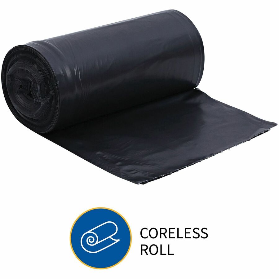 Genuine Joe Heavy-Duty Trash Can Liners - Medium Size - 30 gal Capacity - 36" Length x 30" Width x 1.50 mil (38 Micron) Thickness - Low Density - Black - 100/Box - 1 Carton