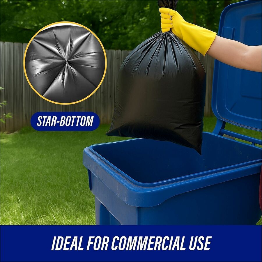 Genuine Joe Heavy-Duty Trash Can Liners - Medium Size - 30 gal Capacity - 36" Length x 30" Width x 1.50 mil (38 Micron) Thickness - Low Density - Black - 100/Box - 1 Carton