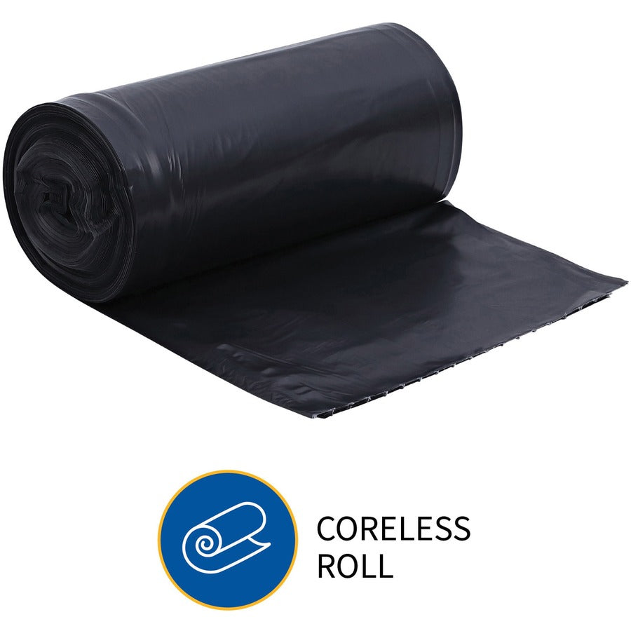 Genuine Joe Heavy-Duty Trash Can Liners - Medium Size - 33 gal Capacity - 40" Length x 33" Width x 1.50 mil (38 Micron) Thickness - Low Density - Black - 100/Box - 1 Carton