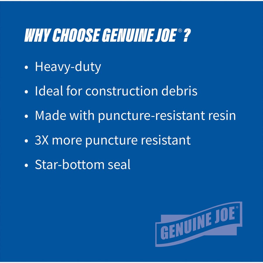 Genuine Joe Heavy-Duty Trash Can Liners - Medium Size - 33 gal Capacity - 40" Length x 33" Width x 1.50 mil (38 Micron) Thickness - Low Density - Black - 100/Box - 1 Carton