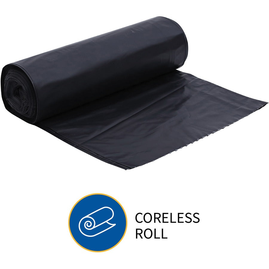 Genuine Joe Heavy-Duty Trash Can Liners - Large Size - 45 gal Capacity - 46" Length x 39" Width x 1.50 mil (38 Micron) Thickness - Low Density - Black - 50/Box - 1 Carton