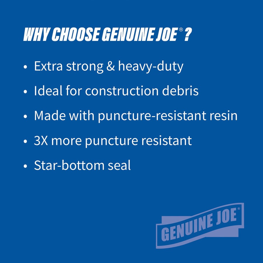 Genuine Joe Heavy-Duty Trash Can Liners - Large Size - 45 gal Capacity - 46" Length x 39" Width x 1.50 mil (38 Micron) Thickness - Low Density - Black - 50/Box - 1 Carton