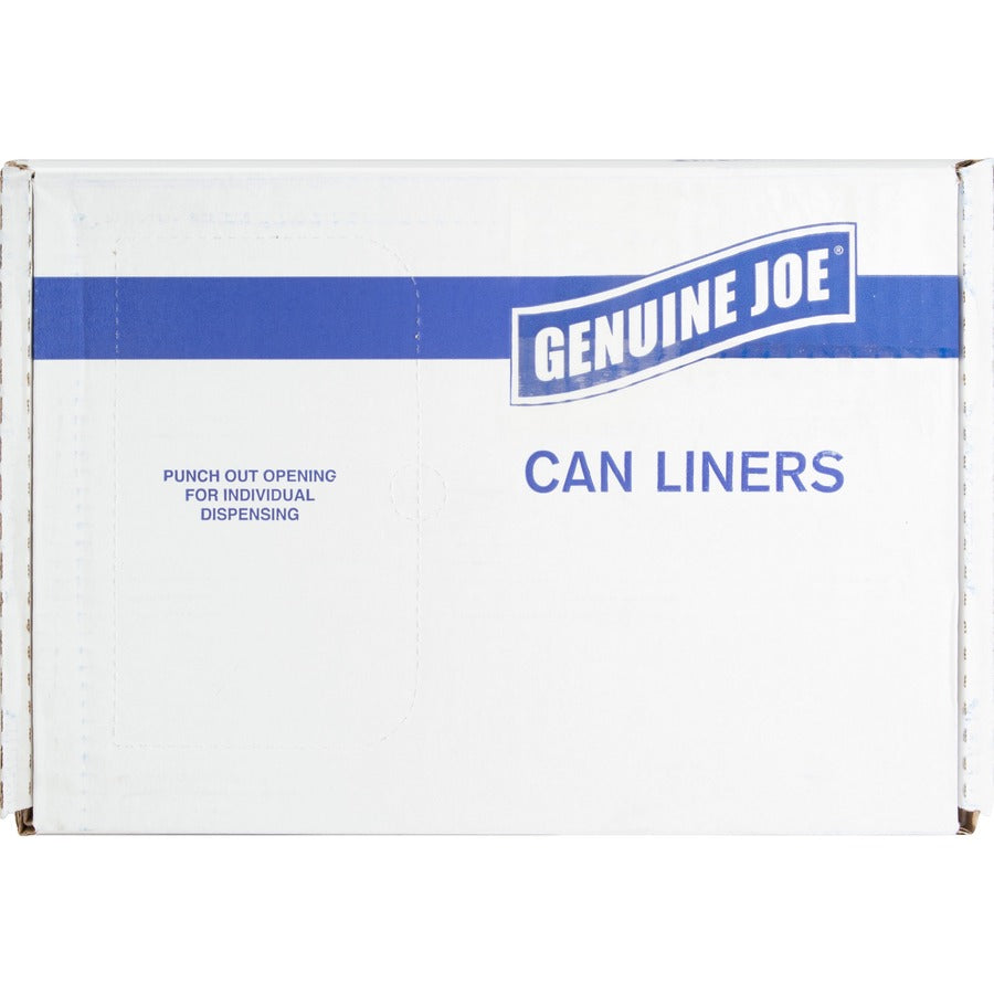 Genuine Joe High-Density Can Liners - Small Size - 16 gal Capacity - 32" Length x 24" Width x 0.31 mil (8 Micron) Thickness - High Density - Clear - Resin - Office Waste, Industrial Trash - 50/Roll - 20 / Carton