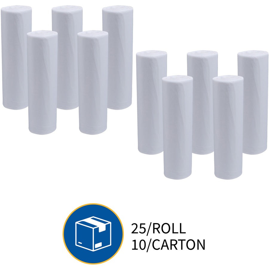Genuine Joe High-density Can Liners - Large Size - 45 gal Capacity - 48" Length x 40" Width x 0.63 mil (16 Micron) Thickness - High Density - Clear - Resin - Office Waste, Industrial Trash - 25/Roll - 10 / Carton