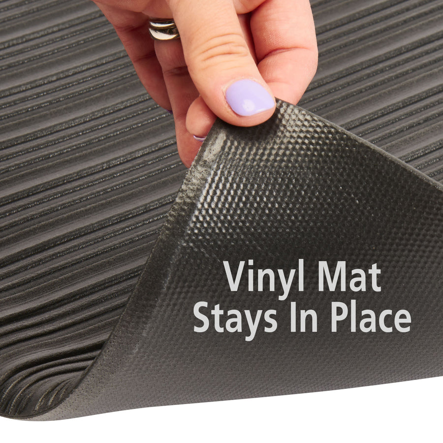 Genuine Joe Air Step Anti-Fatigue Mat - Warehouse, Indoor - 60 ft Length x 36" Width x 0.375" Thickness - Vinyl, Vinyl Foam - Black - 1 Each