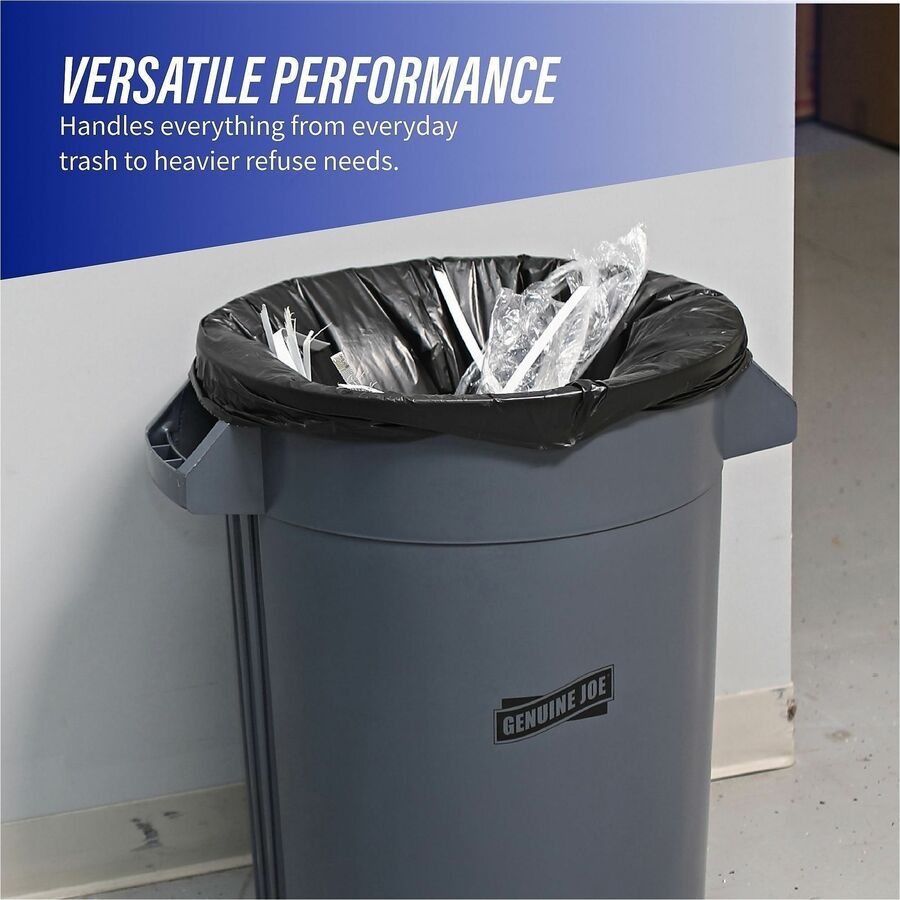 Genuine Joe Linear Low Density Can Liners - Extra Large Size - 60 gal Capacity - 58" Length x 38" Width x 0.80 mil (20 Micron) Thickness - Low Density - Brown, Black - 100 / Carton