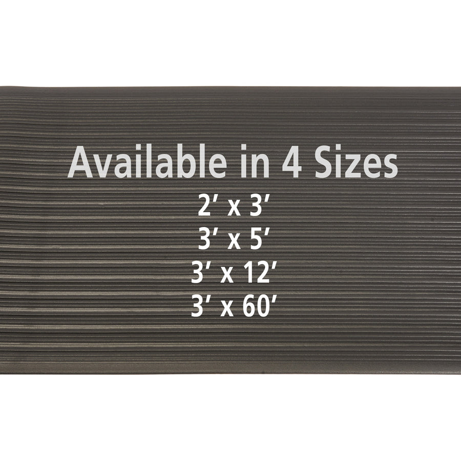 Genuine Joe Air Step Anti-Fatigue Mat - Warehouse - 36" Length x 24" Width x 0.375" Thickness - Vinyl, Vinyl Foam - Black - 1 Each