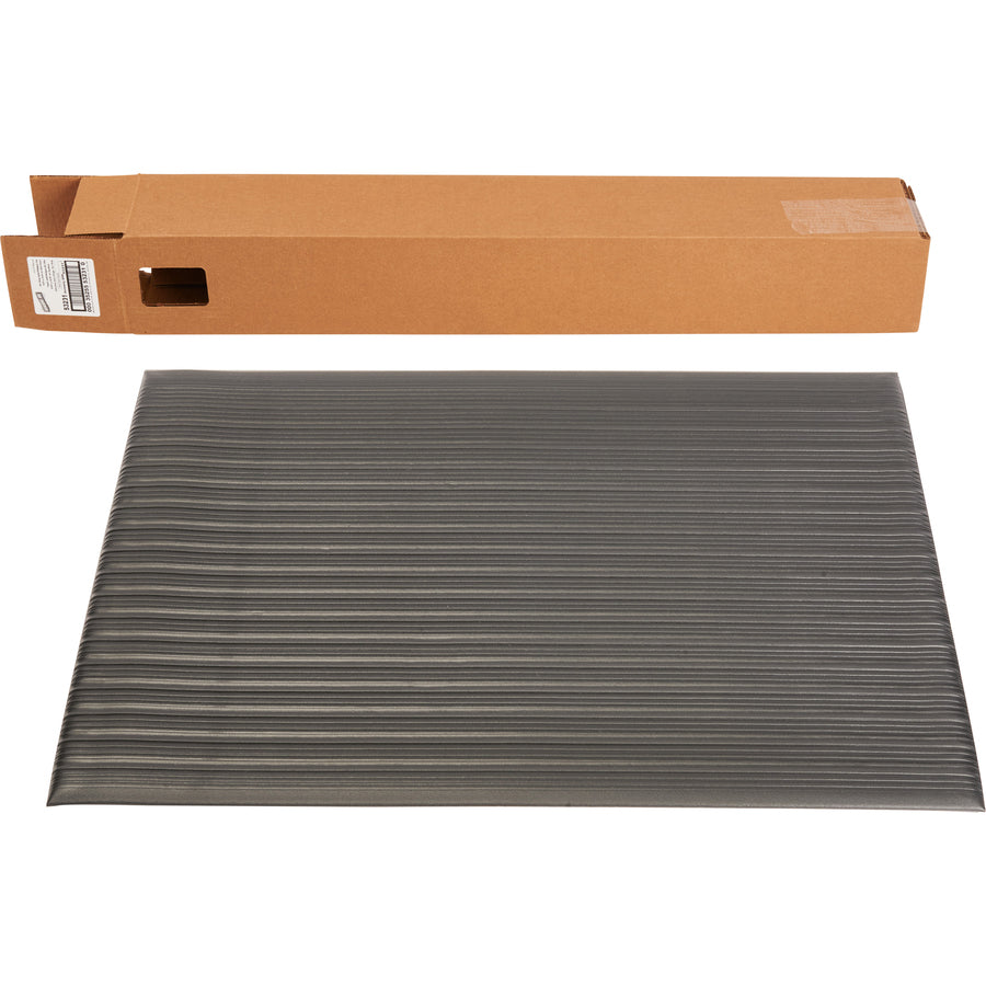 Genuine Joe Air Step Anti-Fatigue Mat - Warehouse - 36" Length x 24" Width x 0.375" Thickness - Vinyl, Vinyl Foam - Black - 1 Each