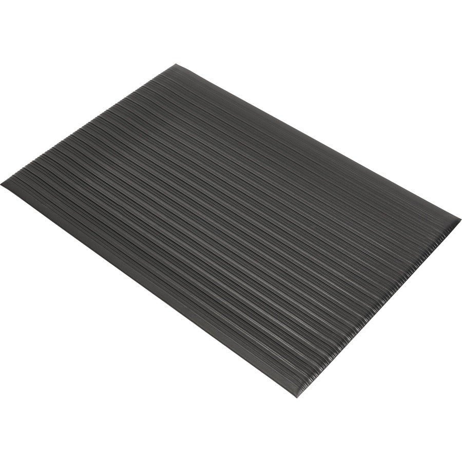 Genuine Joe Air Step Anti-Fatigue Mat - Warehouse - 36" Length x 24" Width x 0.375" Thickness - Vinyl, Vinyl Foam - Black - 1 Each