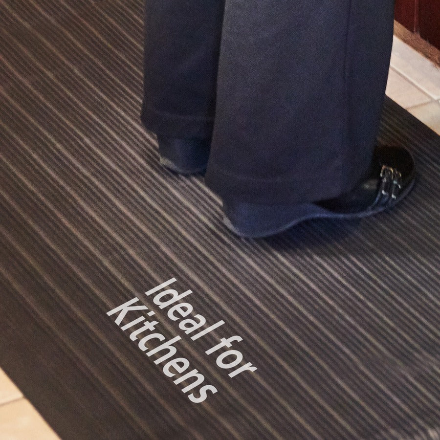 Genuine Joe Air Step Anti-Fatigue Mat - Warehouse - 60" Length x 36" Width x 0.375" Thickness - Vinyl, Vinyl Foam - Black - 1 Each