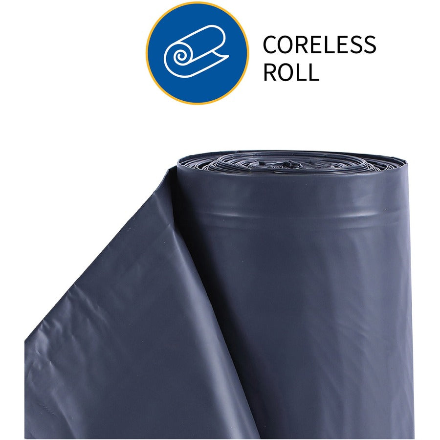 Genuine Joe Maximum Strength Trash Can Liner - Extra Large Size - 60 gal Capacity - 56" Length x 39" Width x 1.55 mil (39 Micron) Thickness - Low Density - Silver - Plastic Resin - Food Waste, Office Waste, Can, Debris - Recycled - 50 / Carton