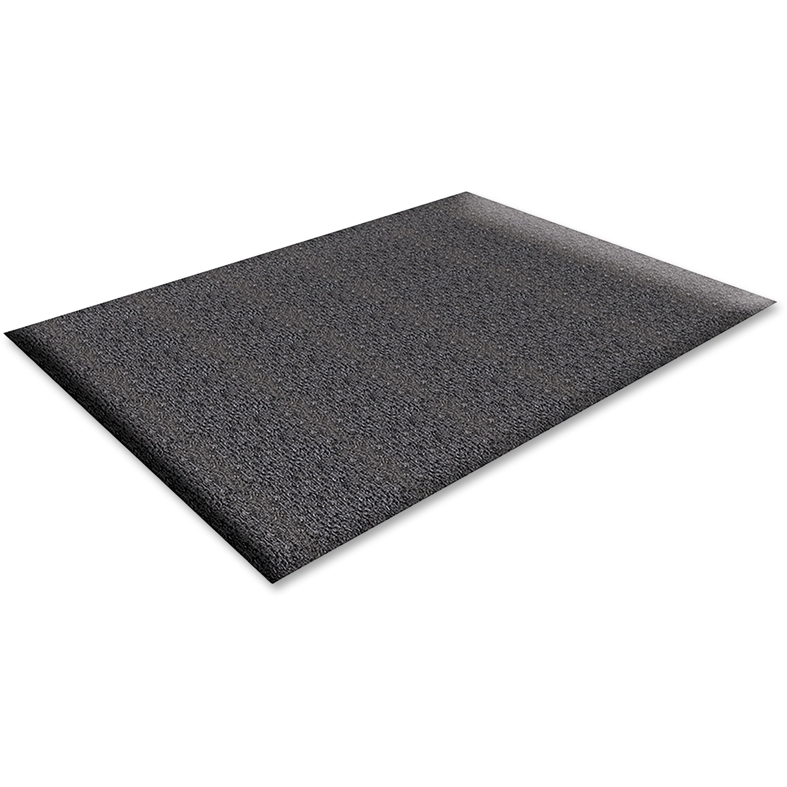 Genuine Joe Soft Step Vinyl Anti-Fatigue Mats - Warehouse - 36" Length x 24" Width x 0.375" Thickness - Vinyl - Black - 1 Each