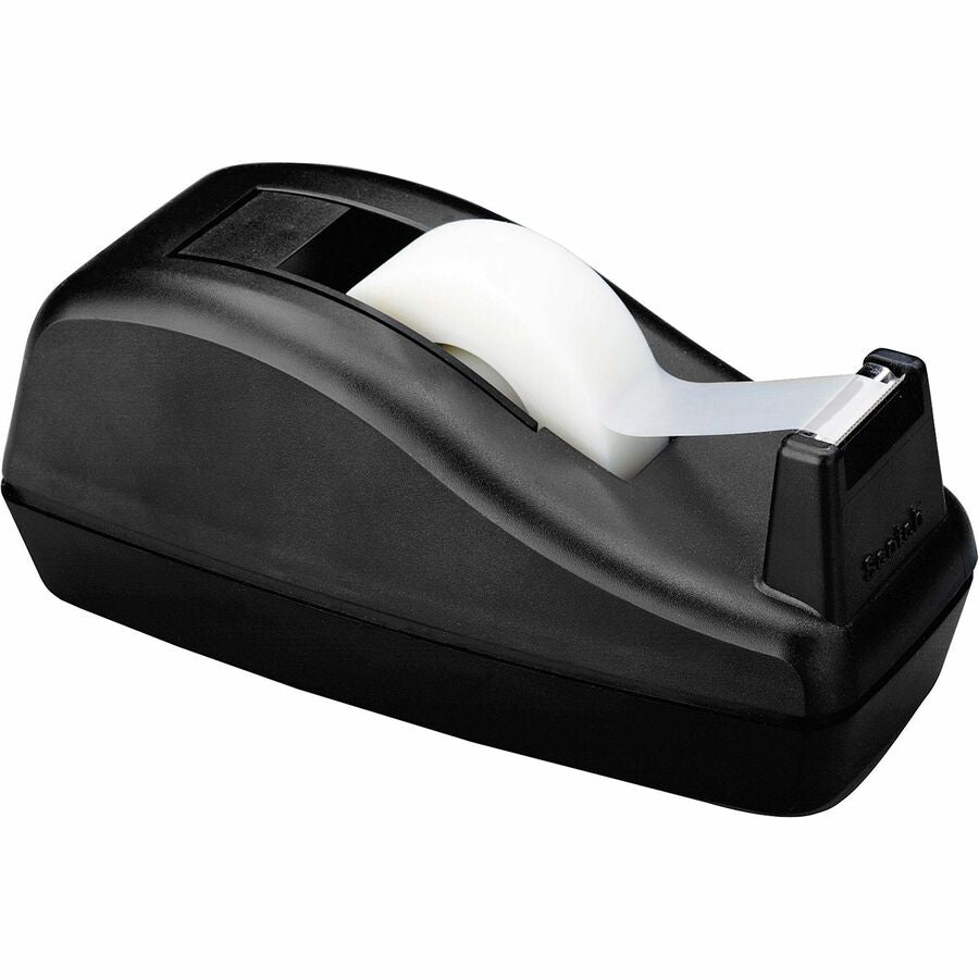 Holds Total 1 Tape(s) - 1" Core - Refillable - Non-skid Base - Plastic - Black - 1 Each