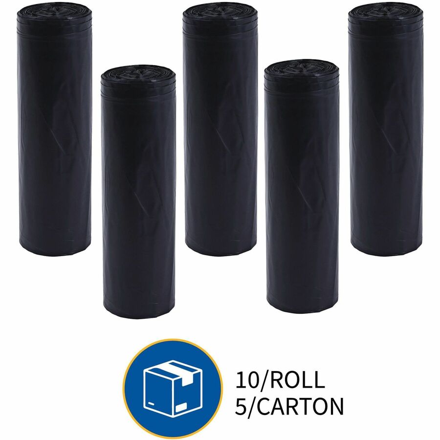 Genuine Joe Heavy-Duty Trash Can Liners - 60 gal Capacity - 56" Length x 39" Width x 1.50 mil (38 Micron) Thickness - Low Density - Black - Plastic Resin - Debris, Can, Waste - 50/Box - 1 Carton