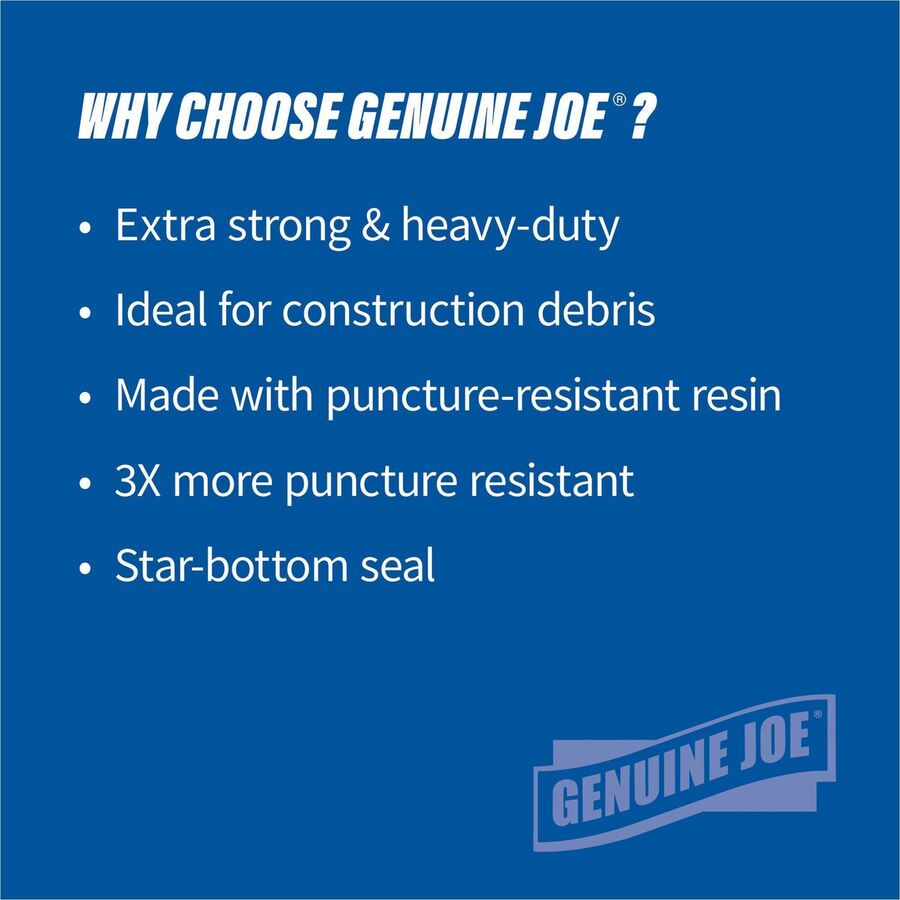 Genuine Joe Heavy-Duty Trash Can Liners - 60 gal Capacity - 56" Length x 39" Width x 1.50 mil (38 Micron) Thickness - Low Density - Black - Plastic Resin - Debris, Can, Waste - 50/Box - 1 Carton