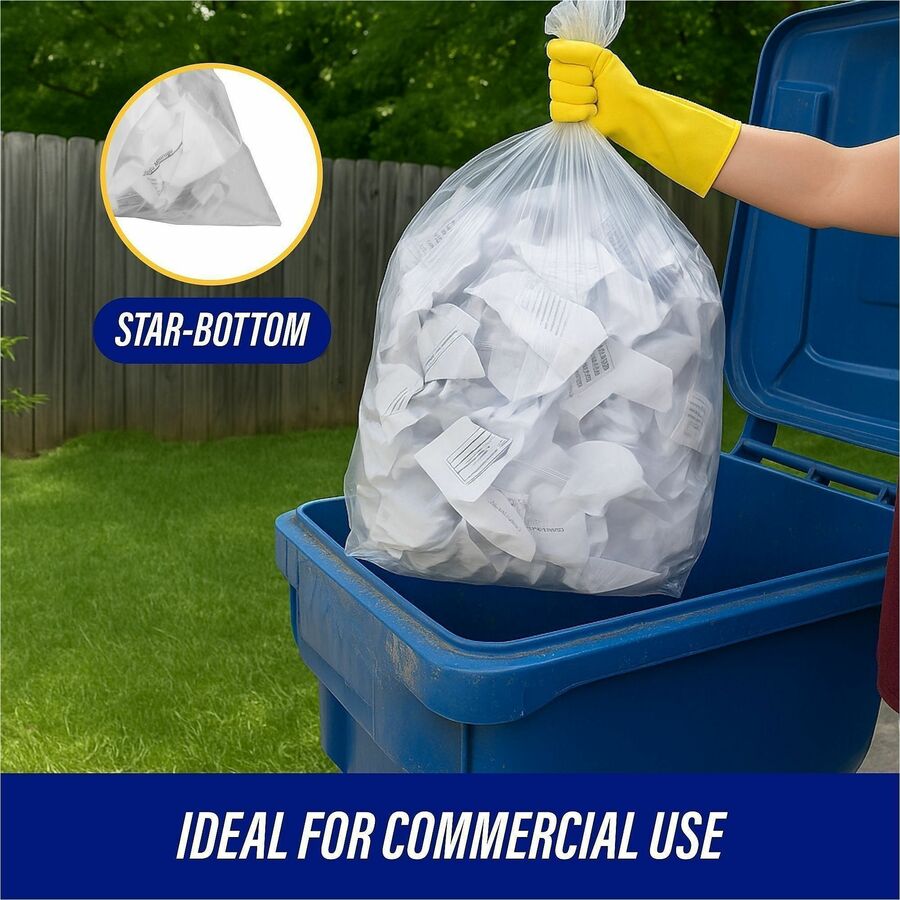 Genuine Joe Economy High-Density Can Liners - Medium Size - 33 gal Capacity - 39" Length x 33" Width x 0.35 mil (9 Micron) Thickness - High Density - Translucent - Resin - 500 / Carton