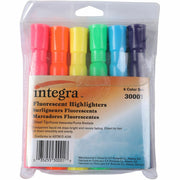 Integra Chisel Desk Liquid Highlighters - Chisel Marker Point - Assorted Ink - Water Based - Assorted Barrel - 1 Set