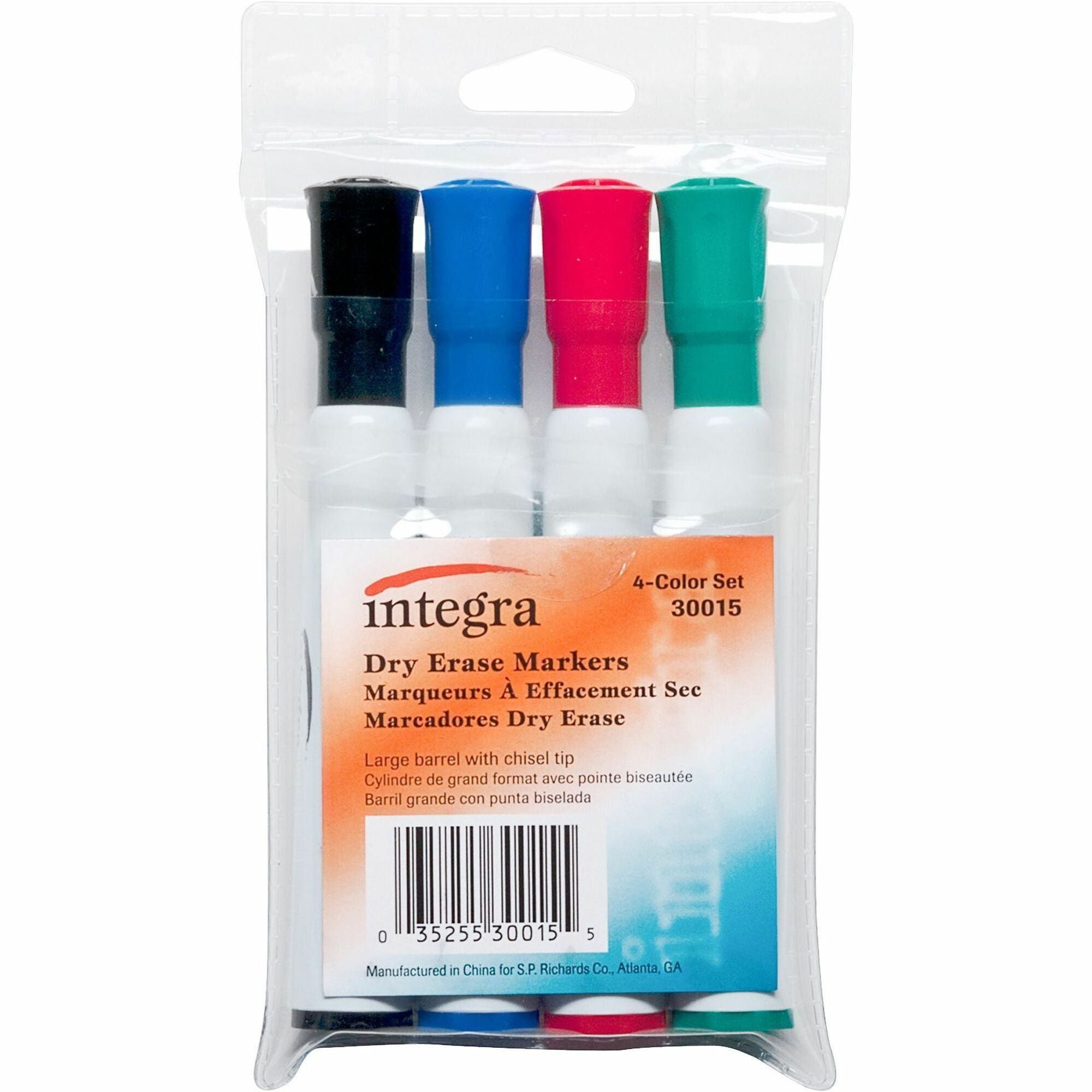 Integra Chisel Point Dry-erase Markers, Assorted Ink, Chisel Tip, 1 Set